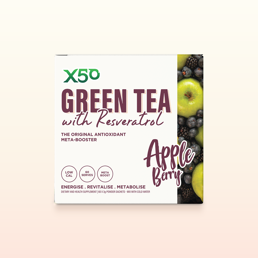 Apple Berry Green Tea by X50Lifestyle front view of packaging