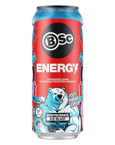 BSc Supplements Energy Can poured in glass