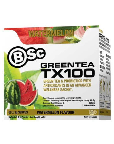 BSc Supplements Green Tea TX100 capsules close-up