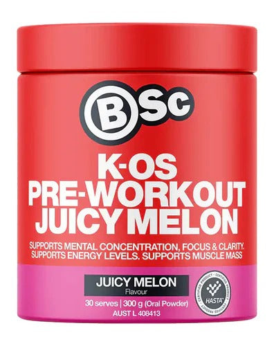 BSc Supplements K-OS Pre Workout powder scoop close-up