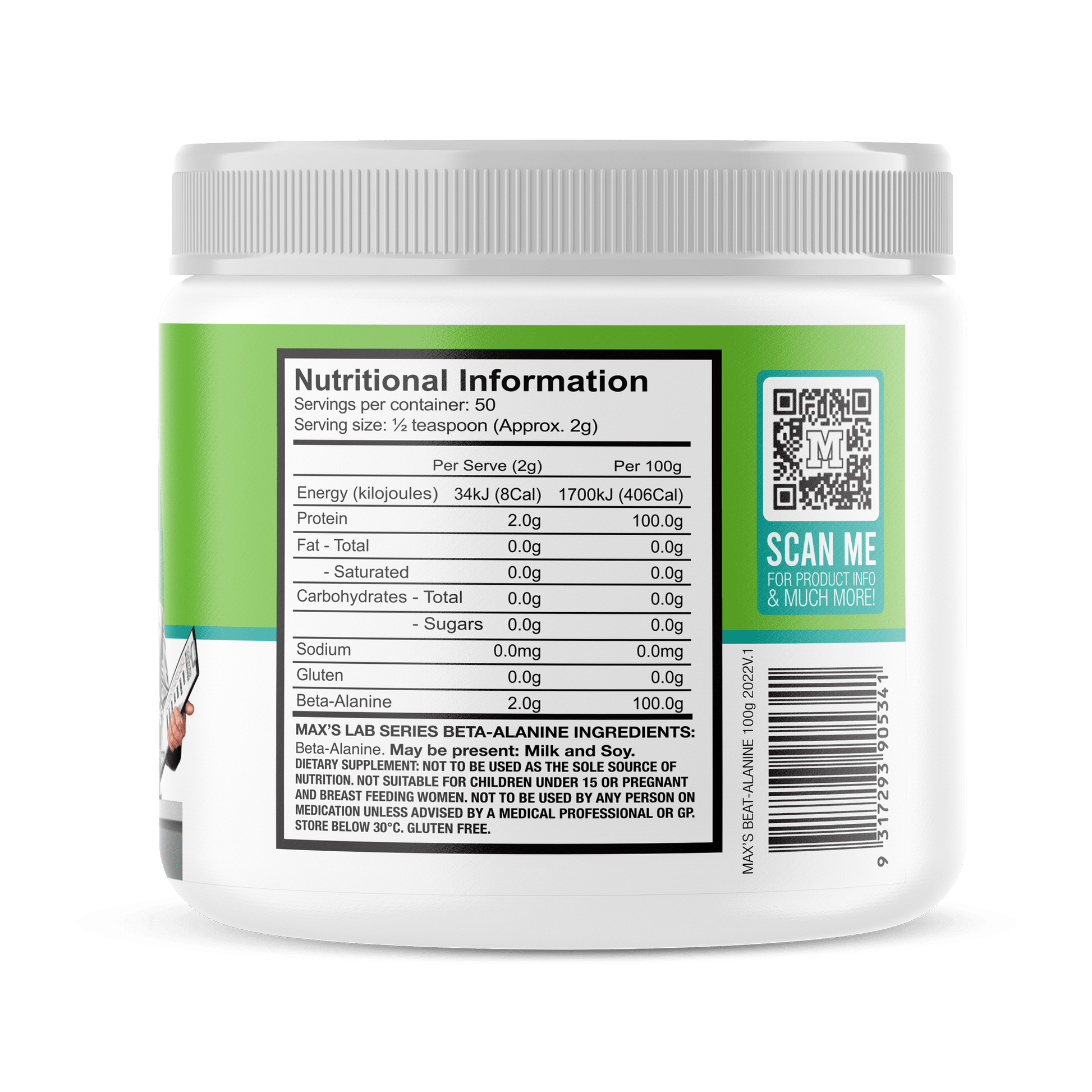 Beta-Alanine by Max's — explosive workout and strength support formula