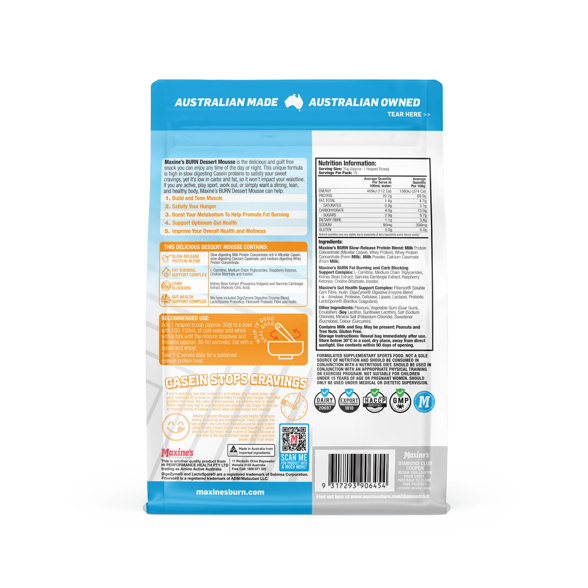 Burn Dessert Mousse Protein Treat by Max's