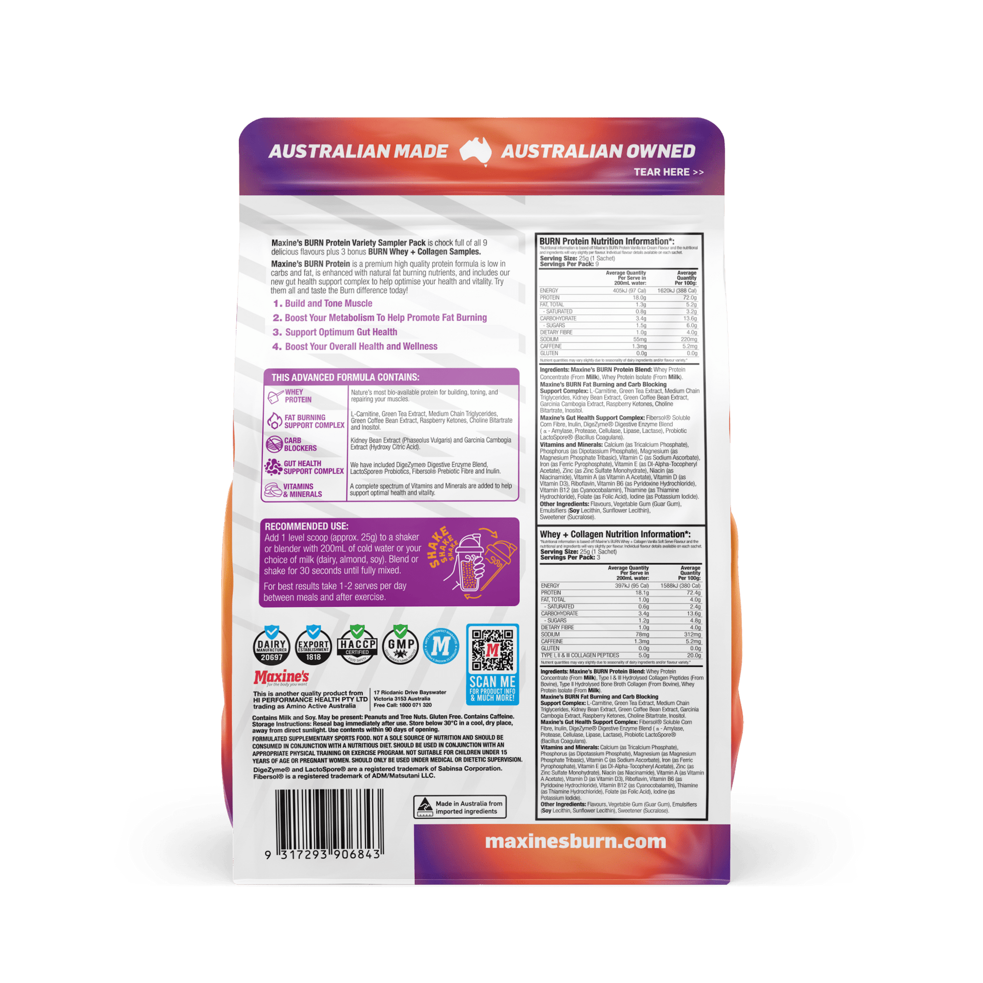 Burn Protein Sachets by Max’s