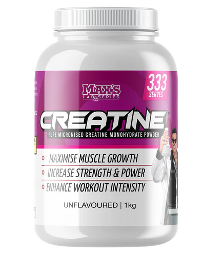Creatine Monohydrate by Max’s Protein supplement powder scoop