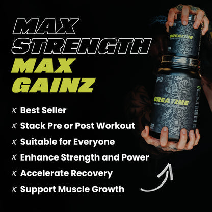 Creatine Monohydrate by ZOMBIE container detail shot
