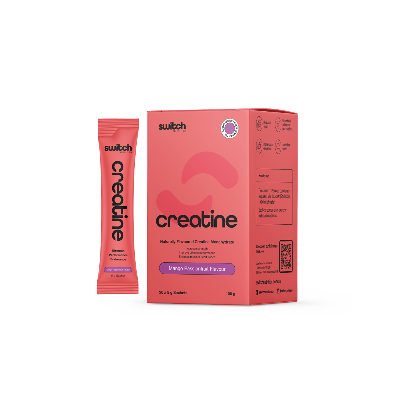 Creatine Sachets by Switch Nutrition pack
