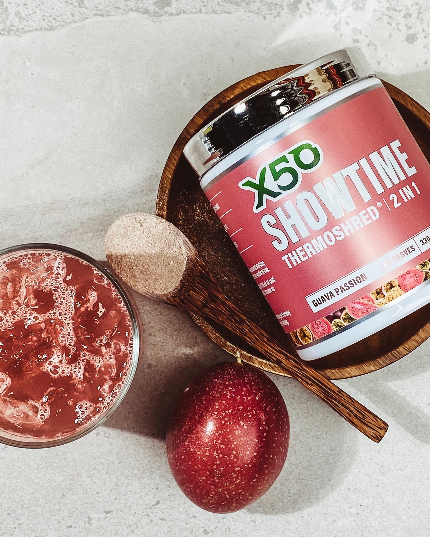 Guava Passion Thermoshred by X50Lifestyle top angle product shot