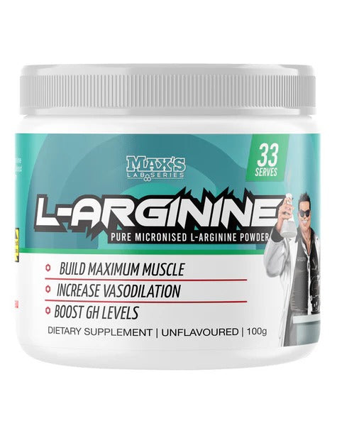 L-Arginine by Max's supplement front view