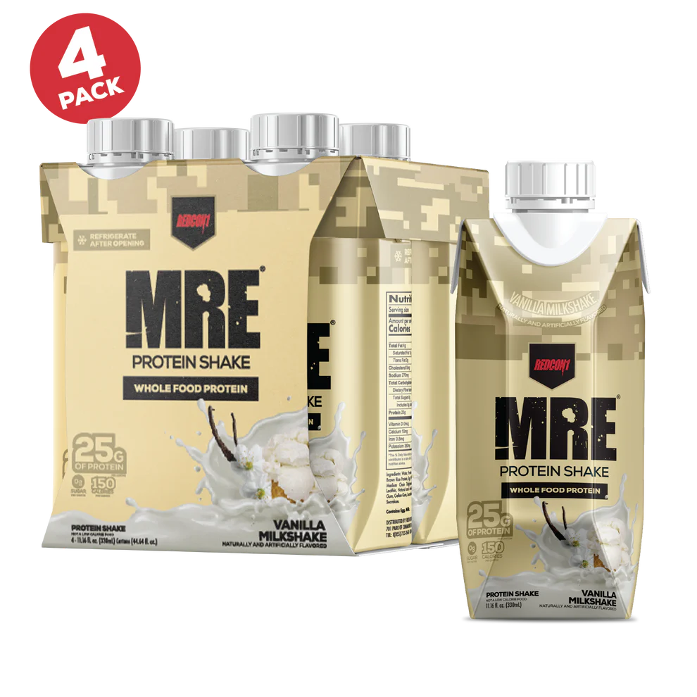 MRE Protein Shake by Redcon1 vanilla flavor close-up