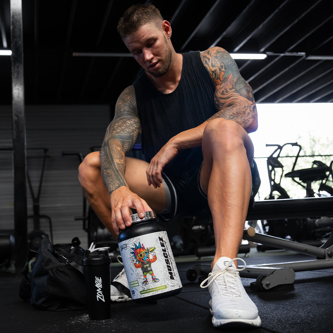 MUSCLEZ Whey Protein supplement powder by ZOMBIE