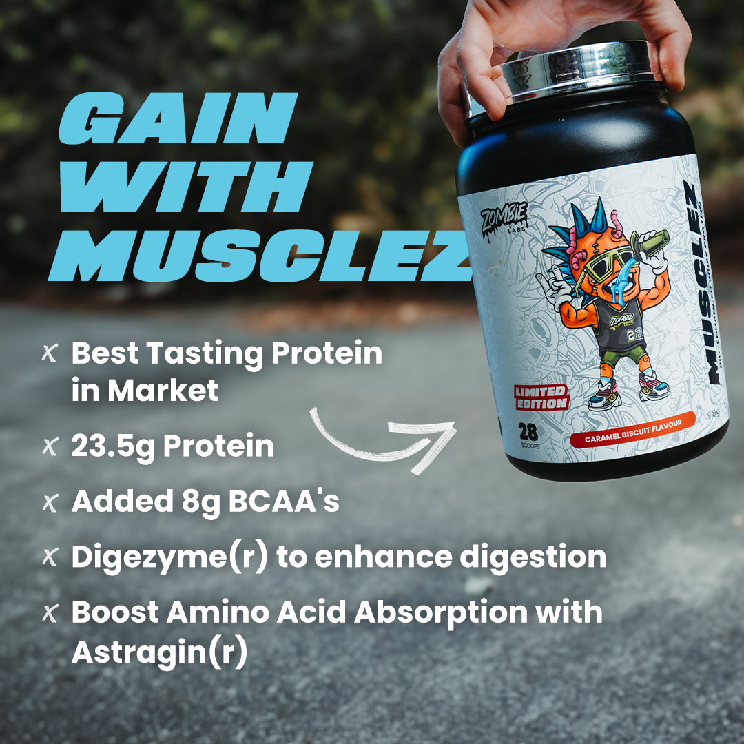 MUSCLEZ Whey Protein tub by ZOMBIE