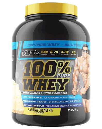 Max's Protein 100% Pure Whey scoop close-up