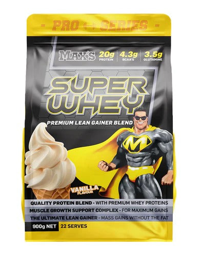 Max's Protein Super Whey jar top view