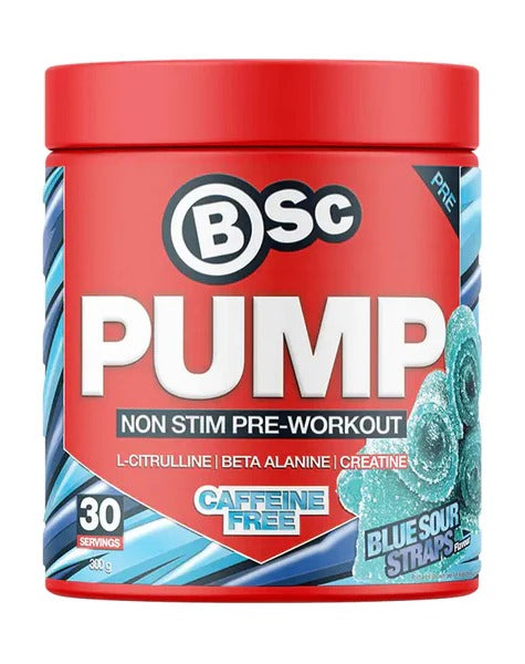 PUMP Non-Stim Pre-Workout by BSc Supplements jar front view