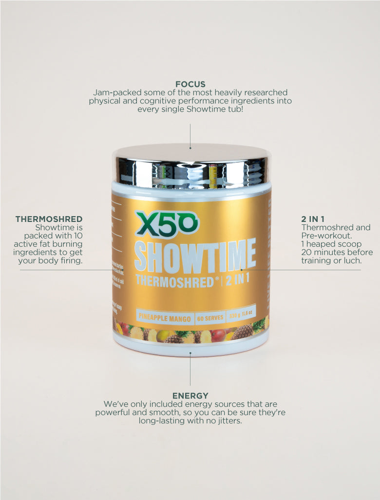 Pineapple Mango Thermoshred by X50Lifestyle serving suggestion in shaker