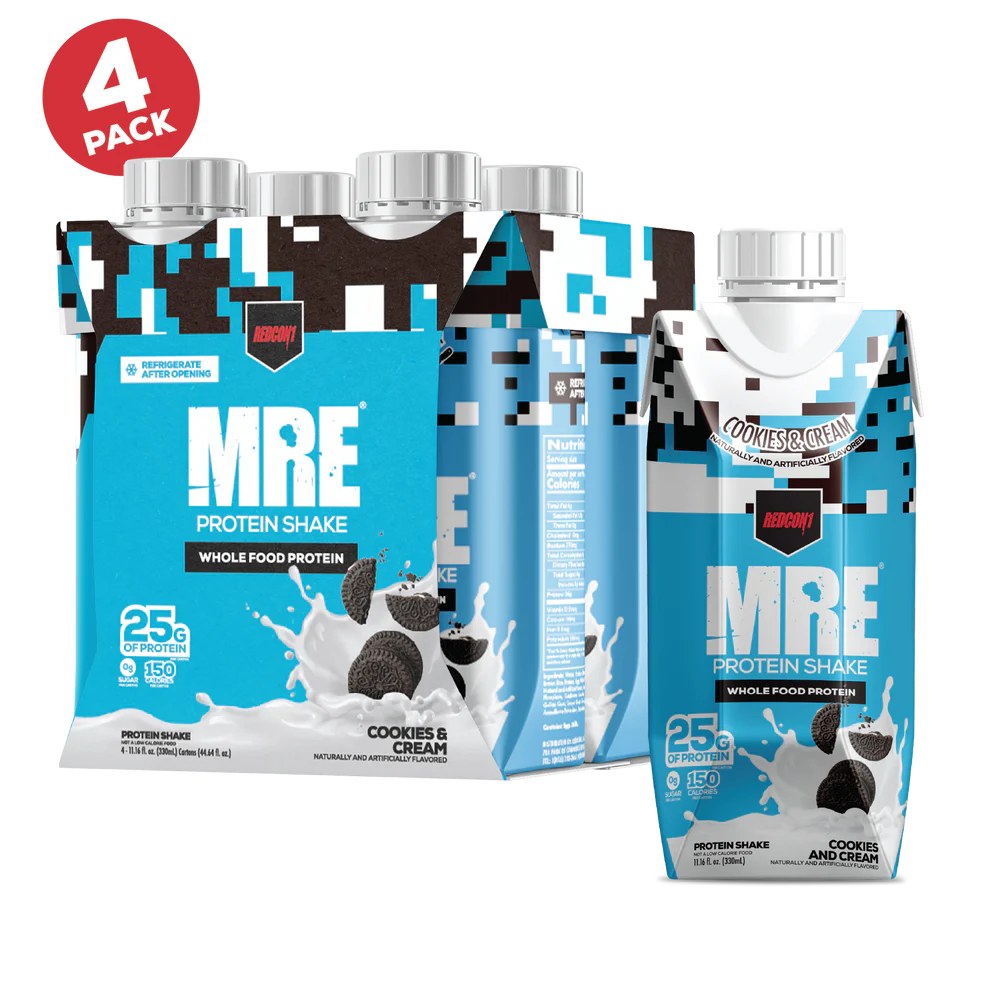 Redcon1 MRE Protein Shake nutrition facts label