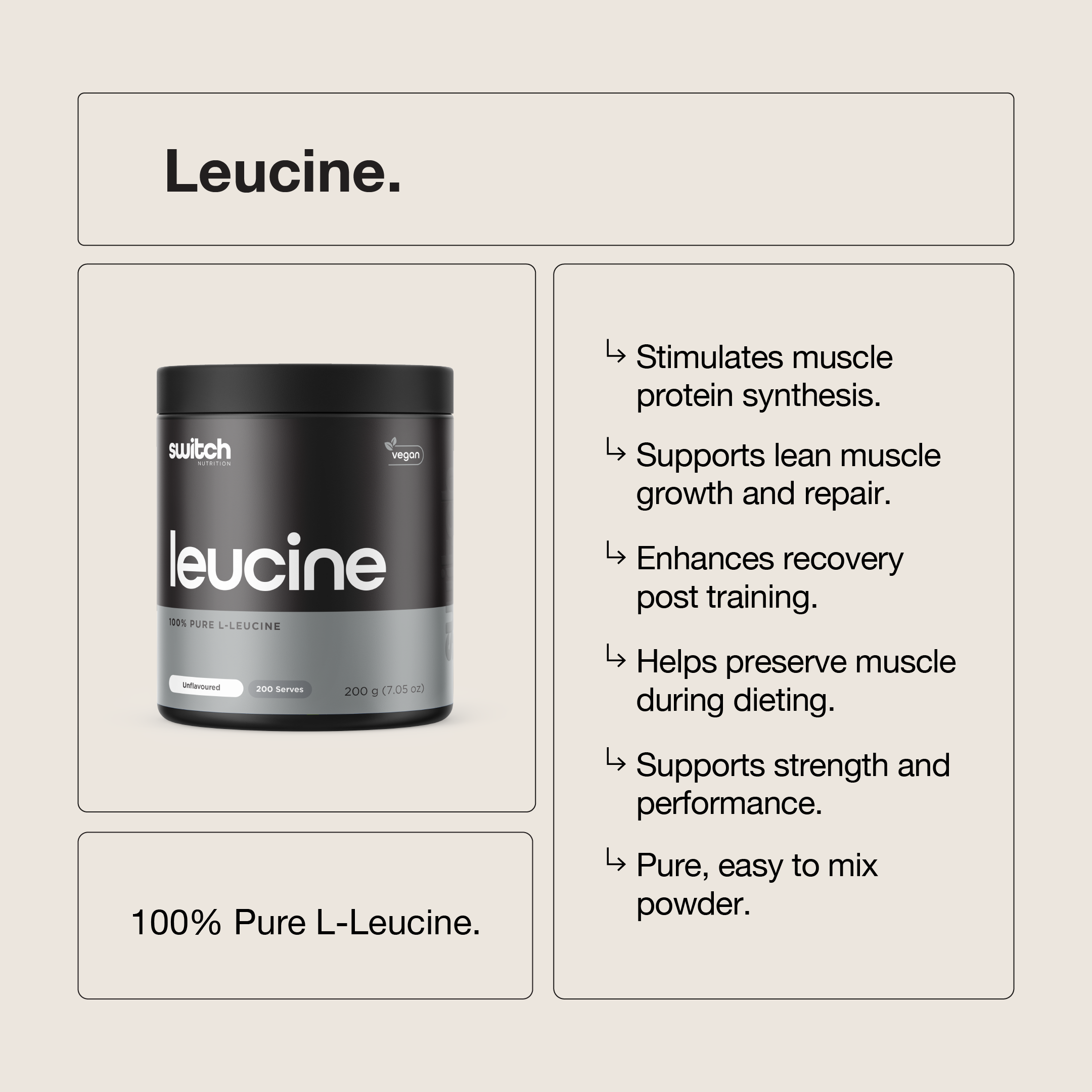 Switch Nutrition L-Leucine close-up