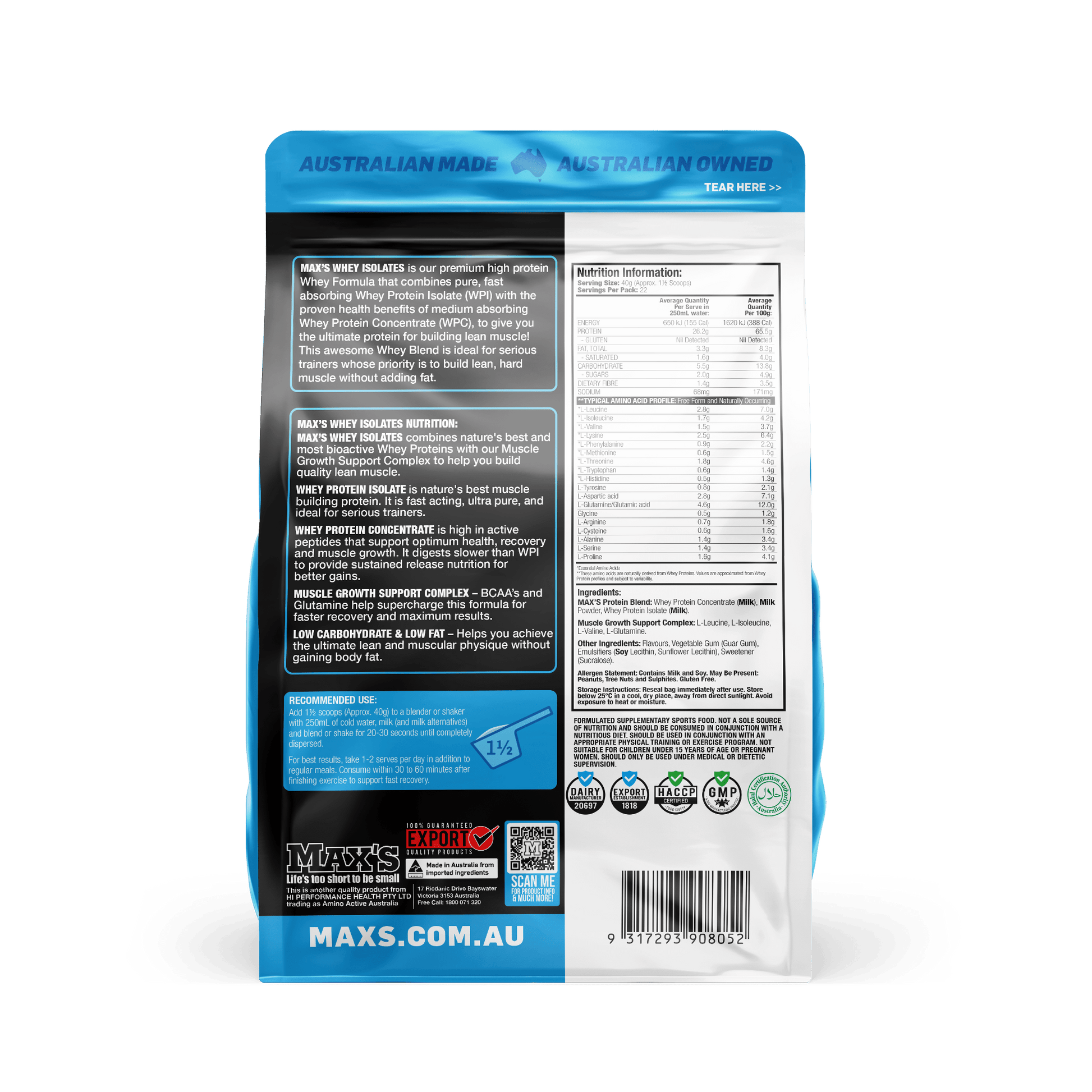 Whey Isolate Protein by Max's