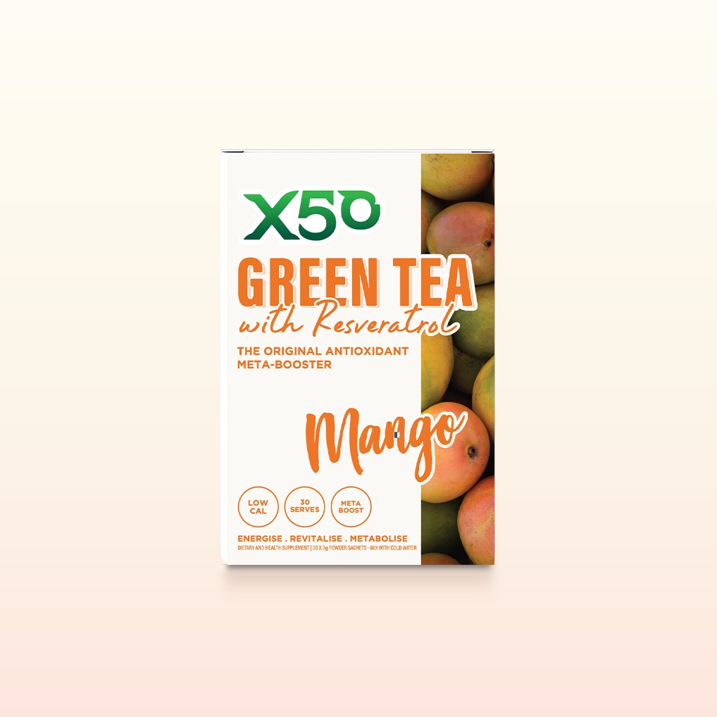 X50Lifestyle Apple Berry Green Tea packaging close-up