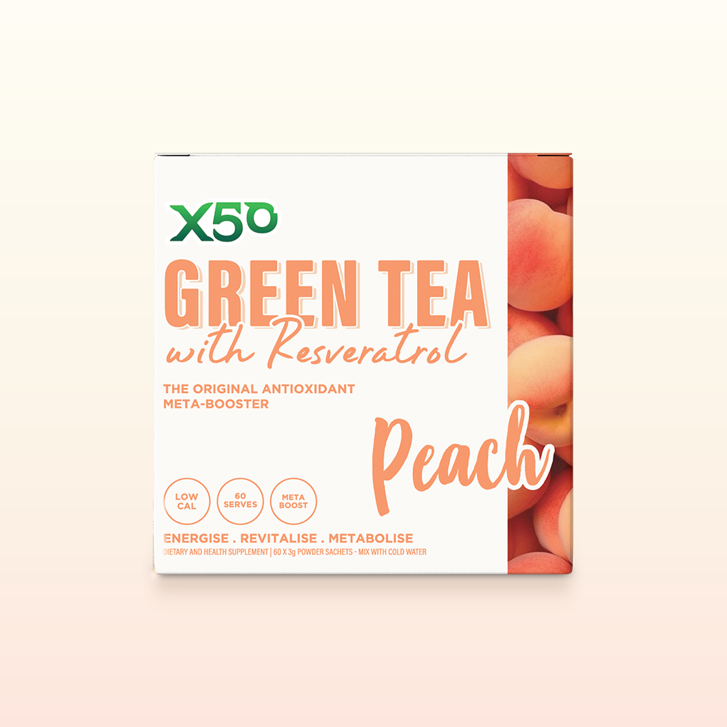 X50Lifestyle Lemon & Ginger Green Tea with ingredients layout
