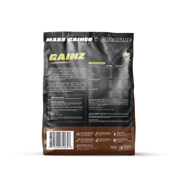 ZOMBIE Gainz Protein Powder Nutrition Facts Label