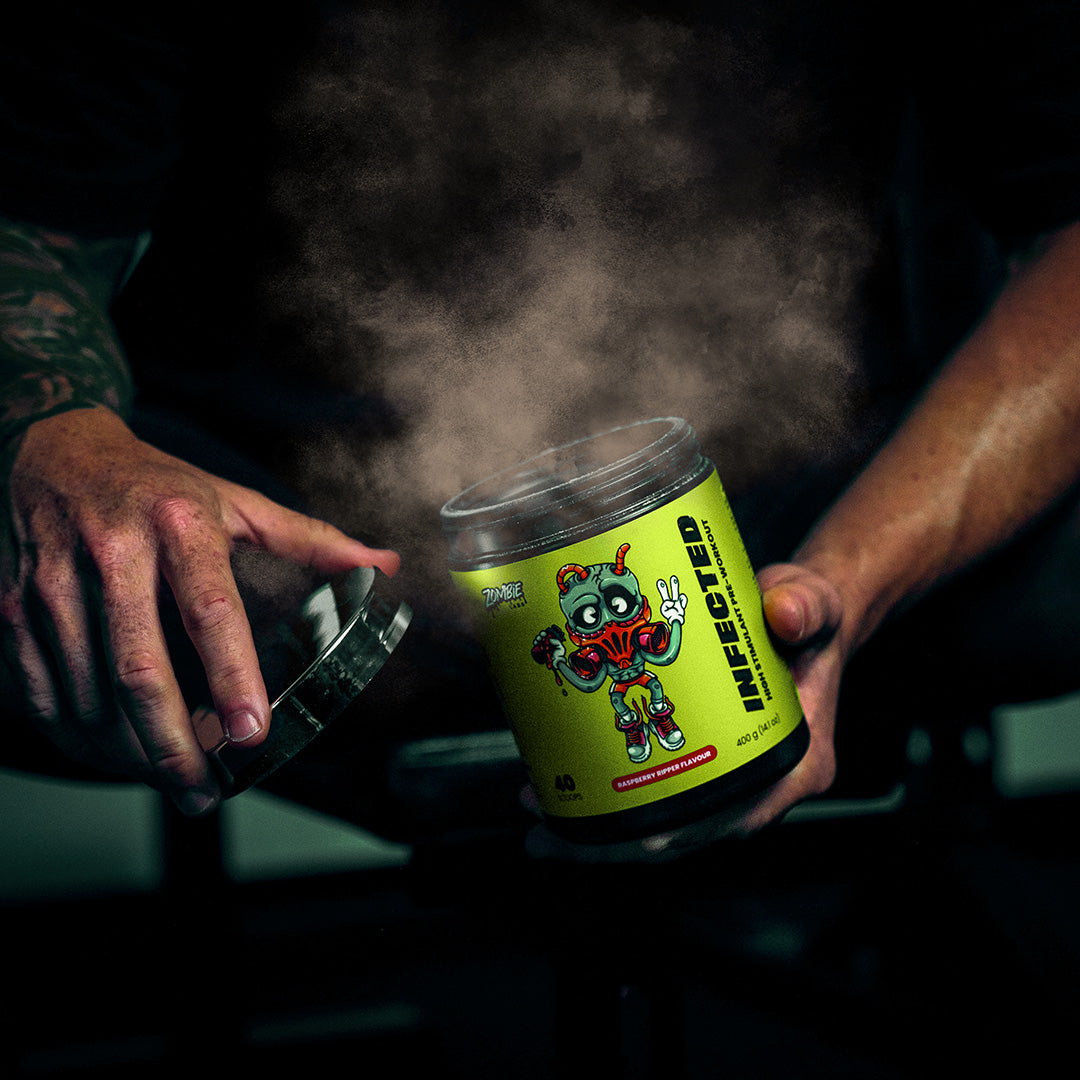 ZOMBIE INFECTED pre-workout powder container top view